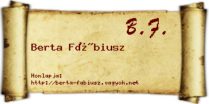 Berta Fábiusz névjegykártya